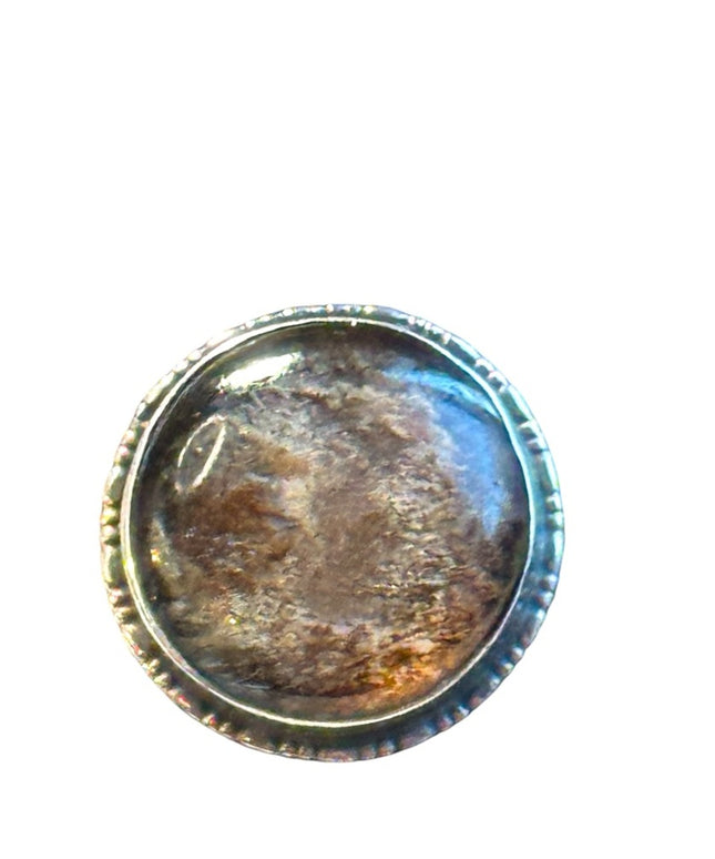 Antique Made in England sterling silver 925 round stone ring