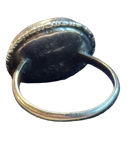Antique Made in England sterling silver 925 round stone ring