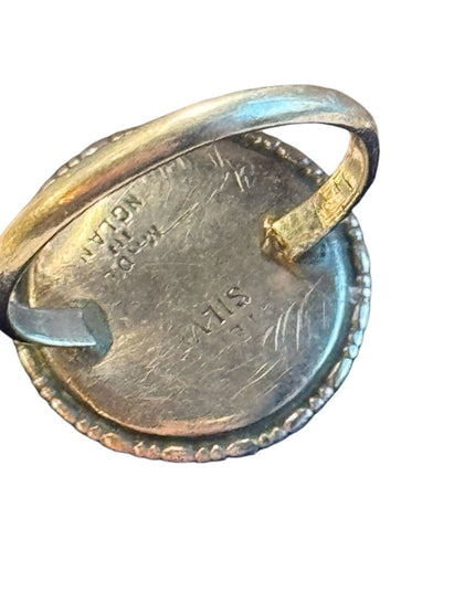 Antique Made in England sterling silver 925 round stone ring
