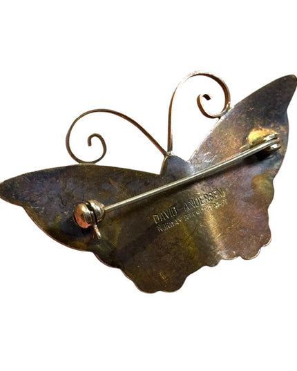 vintage white enameled  David Andersen Norway sterling 925 BUTTERFLY brooch