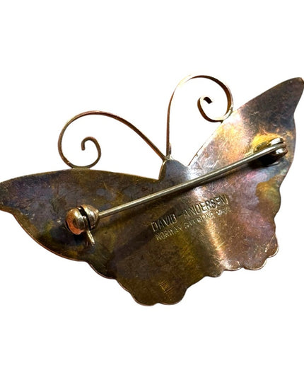vintage white enameled  David Andersen Norway sterling 925 BUTTERFLY brooch