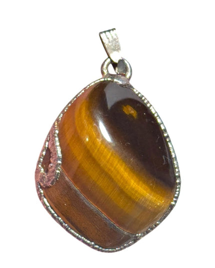 Lovely silver large tiger eye pendant