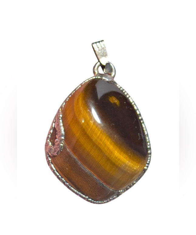 Lovely silver large tiger eye pendant