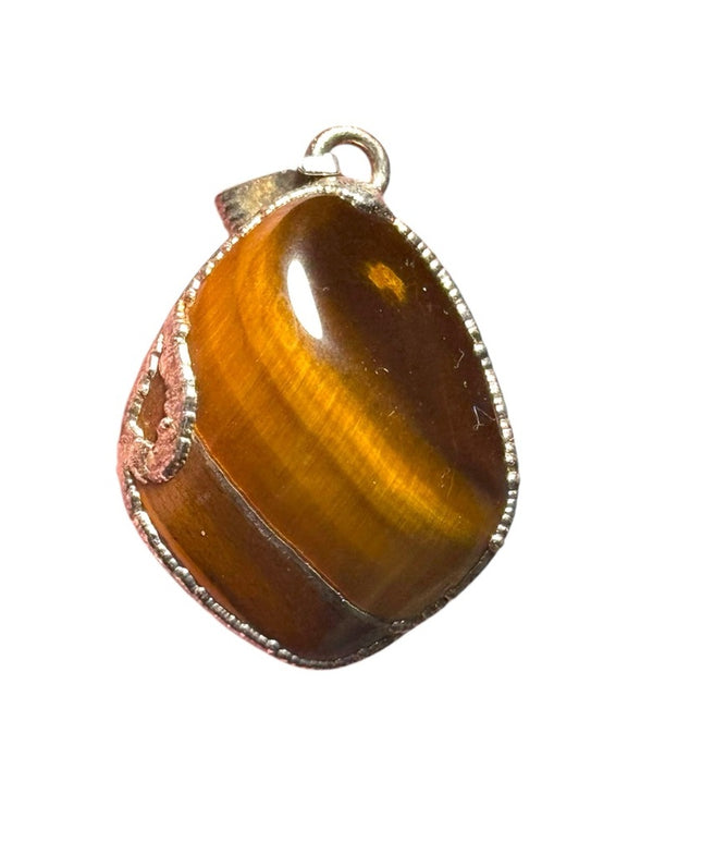 Lovely silver large tiger eye pendant