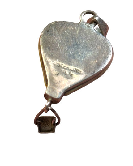 Vintage sterling silver MOP mosaic southwestern hot air balloom pendant