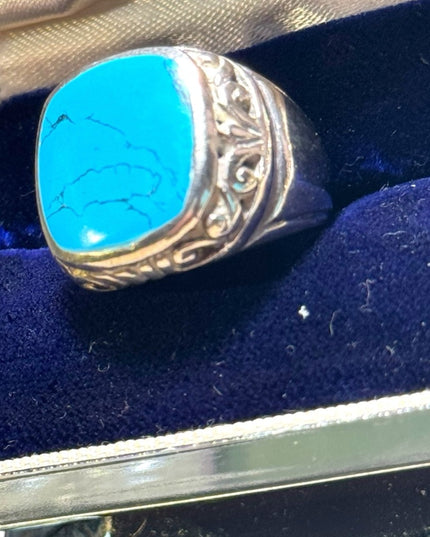 Stunning sterling silver 925 fancy mens pinky ring sz 6
