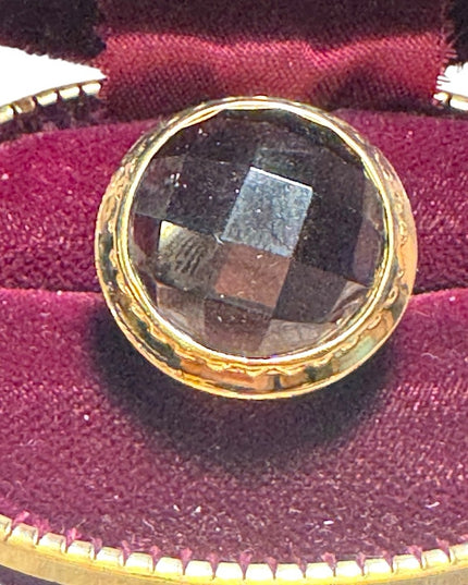 Large Chunky statement ring Itaor Italy 925 gold plated quartz