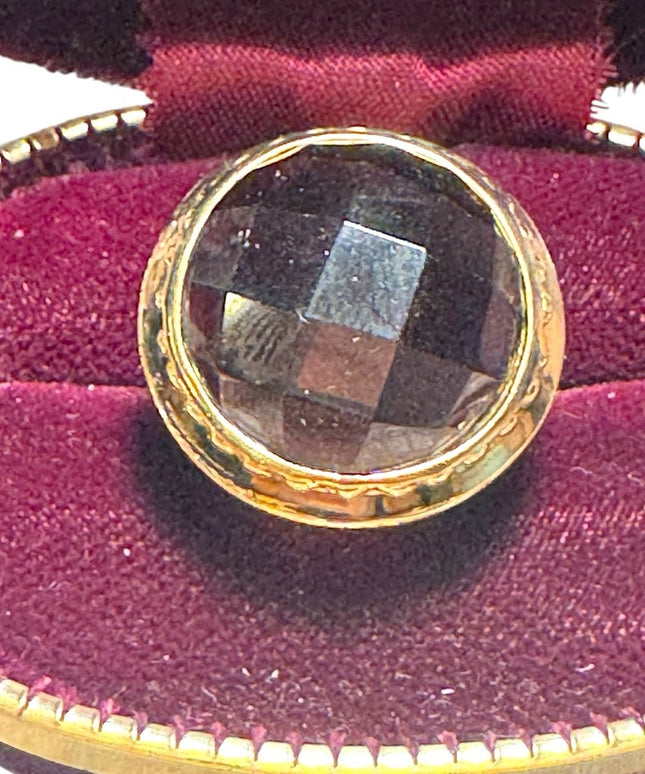 Large Chunky statement ring Itaor Italy 925 gold plated quartz