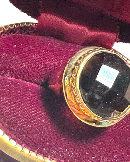 Large Chunky statement ring Itaor Italy 925 gold plated quartz