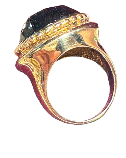 Large Chunky statement ring Itaor Italy 925 gold plated quartz