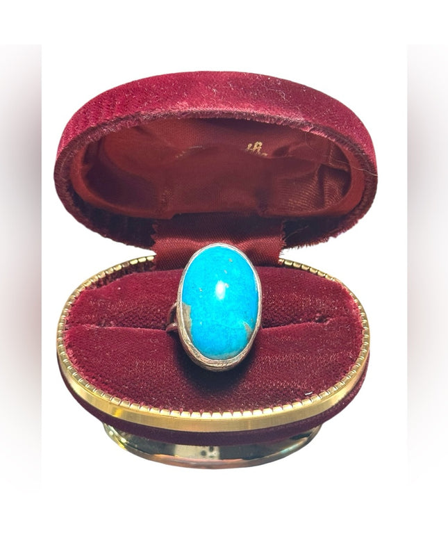 Vintage sterking silver 925 large chunky turquoise aouthwesrern ring