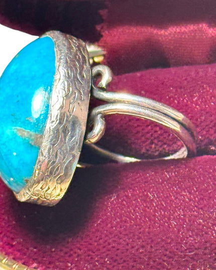 Vintage sterking silver 925 large chunky turquoise aouthwesrern ring