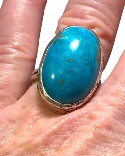 Vintage sterking silver 925 large chunky turquoise aouthwesrern ring