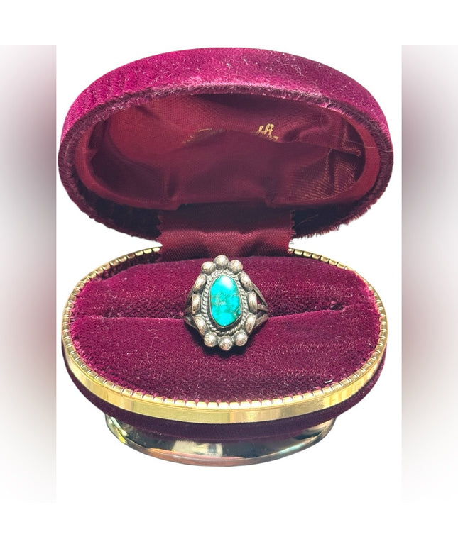 Vintage handmade sterling silver 925 turquoise southwestern ring