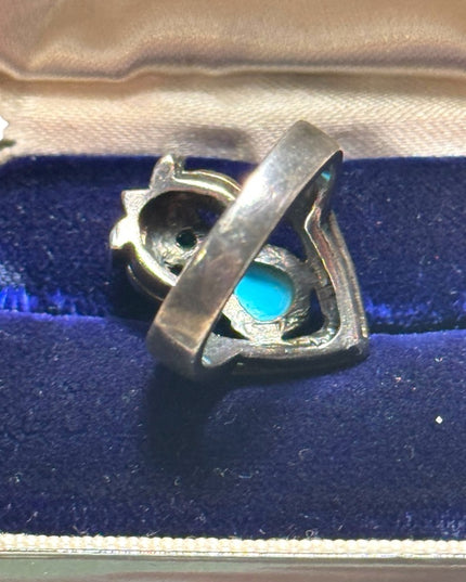 Lovely marcasite & turquoise fancy majestic HQ ring