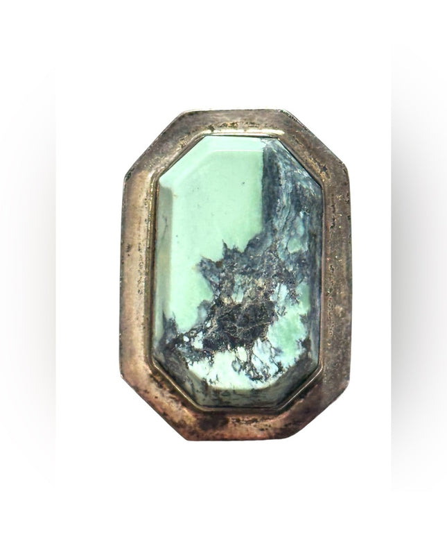 Vintage lake turquoise stunning sterling silver 925 ring rectangle