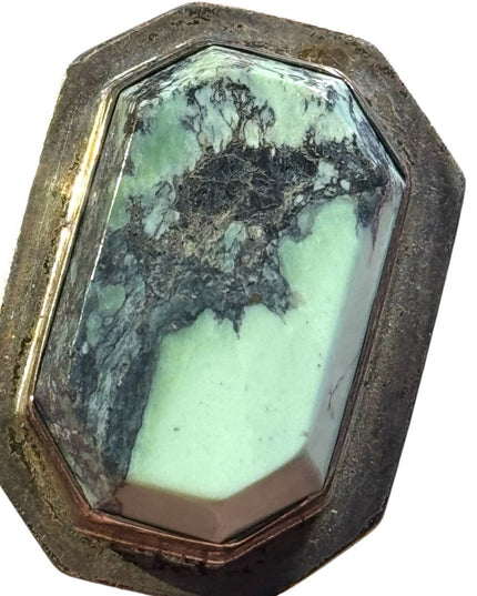 Vintage lake turquoise stunning sterling silver 925 ring rectangle