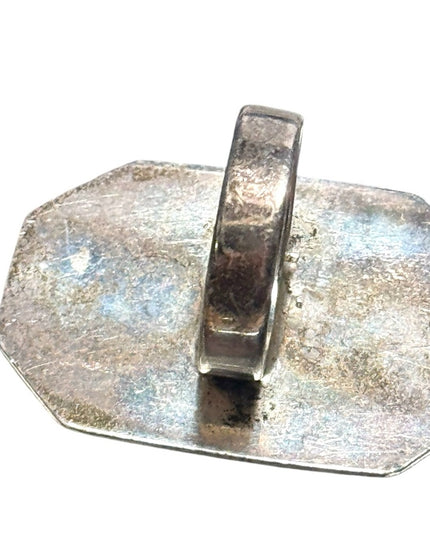 Vintage lake turquoise stunning sterling silver 925 ring rectangle
