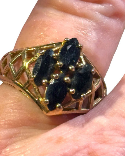 Stunning sterling silver gold plated 925 authentic sapphire ring