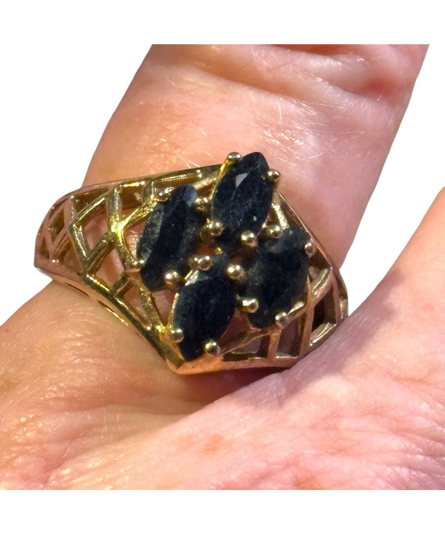 Stunning sterling silver gold plated 925 authentic sapphire ring