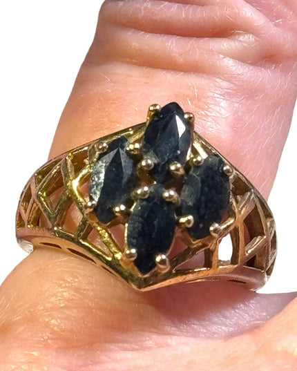 Stunning sterling silver gold plated 925 authentic sapphire ring