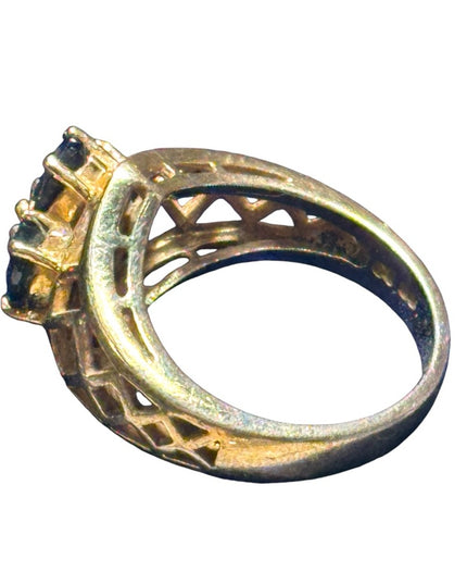 Stunning sterling silver gold plated 925 authentic sapphire ring