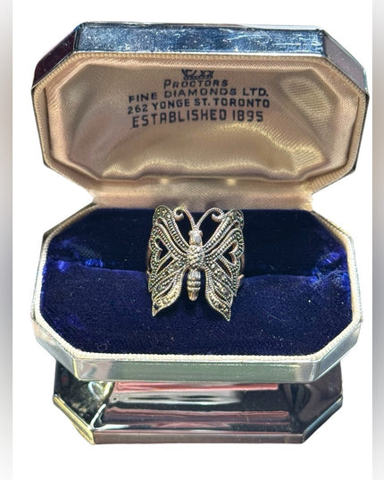 Lovely sterling silver 925 filagree butterfly ring