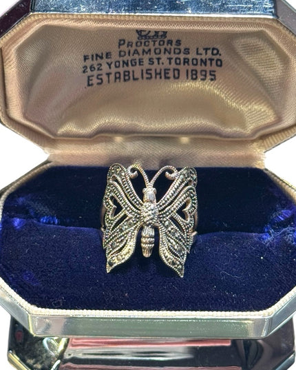 Lovely sterling silver 925 filagree butterfly ring