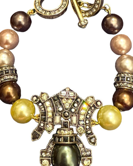 Lovely Heidi Daus Dinner & Deco glass pearl fancy bracelet