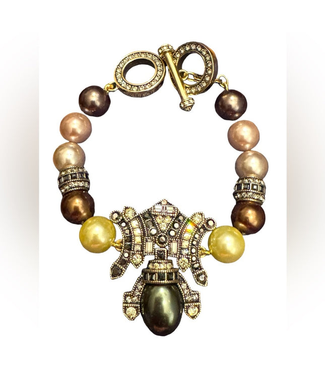 Lovely Heidi Daus Dinner & Deco glass pearl fancy bracelet