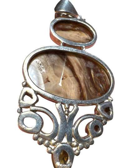 Lovely large handmade citrine agate sterling silver 925 pendant