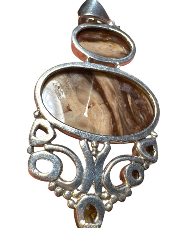 Lovely large handmade citrine agate sterling silver 925 pendant