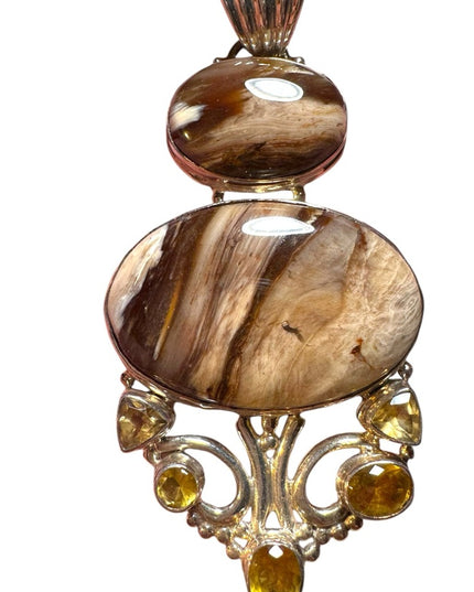 Lovely large handmade citrine agate sterling silver 925 pendant