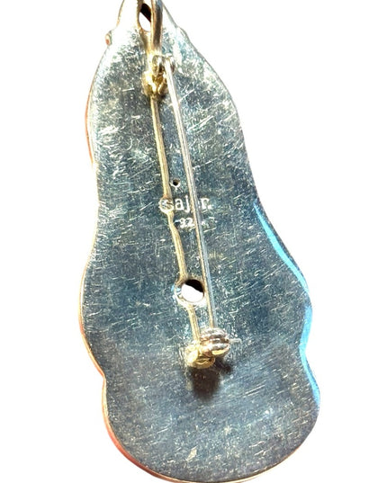 Sajen sterling silver garnet rhodonite ruby boneface goddess deco pendant brooch