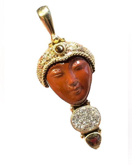sterling silver 925 Jasper druzy citrine garnet 18k gold plated goddess Sajen