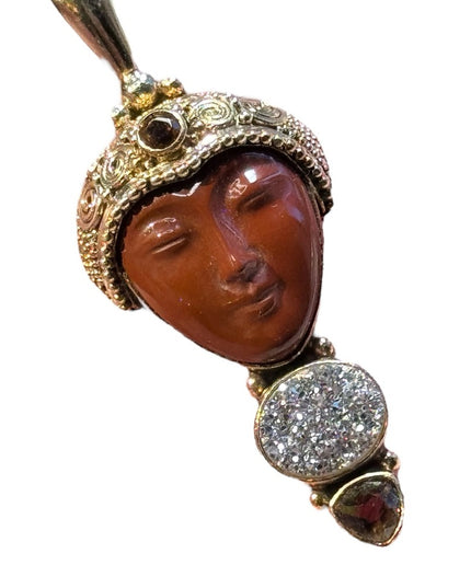 sterling silver 925 Jasper druzy citrine garnet 18k gold plated goddess Sajen