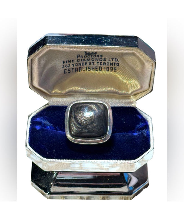 Large sterling silver brown stone fancy square sterling ring 925