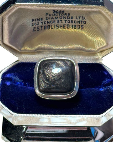 Large sterling silver brown stone fancy square sterling ring 925