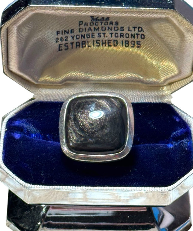 Large sterling silver brown stone fancy square sterling ring 925