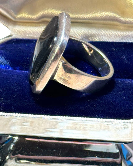 Large sterling silver brown stone fancy square sterling ring 925