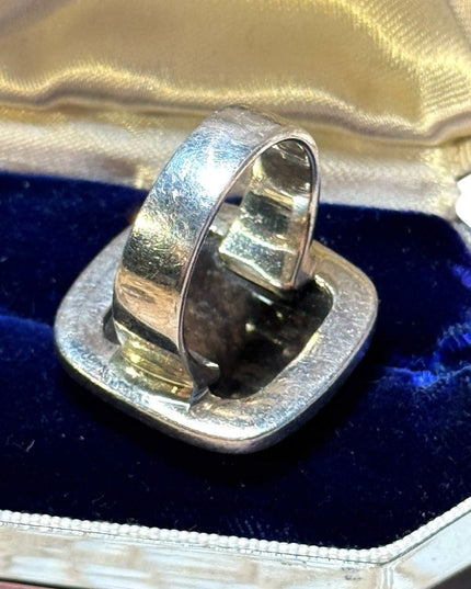 Large sterling silver brown stone fancy square sterling ring 925