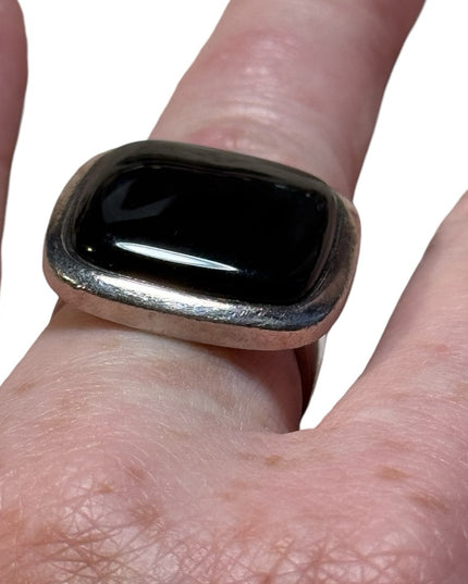 Large sterling silver brown stone fancy square sterling ring 925