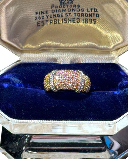 Sterling silver 925 rose gold CZ fancy band ring
