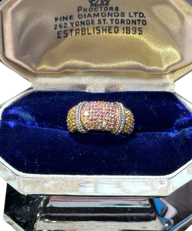 Sterling silver 925 rose gold CZ fancy band ring