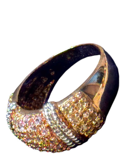 Sterling silver 925 rose gold CZ fancy band ring