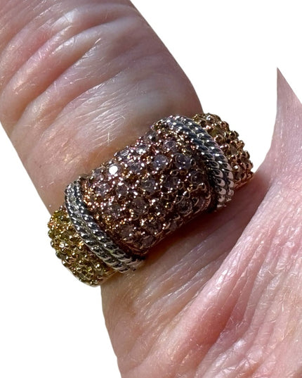 Sterling silver 925 rose gold CZ fancy band ring