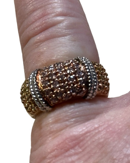 Sterling silver 925 rose gold CZ fancy band ring