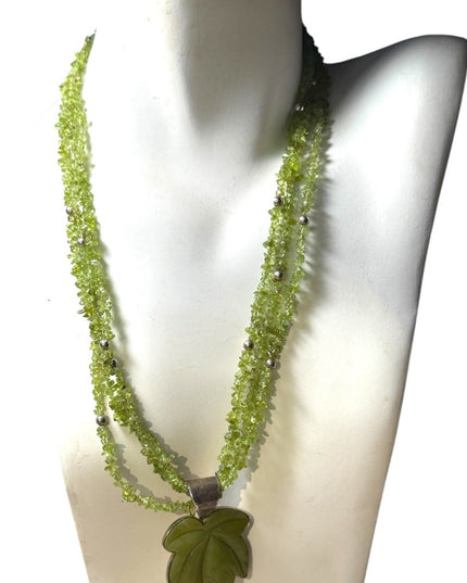 Stunnimg Jay king DRT jade leaf & peridot statement southwestern necklace