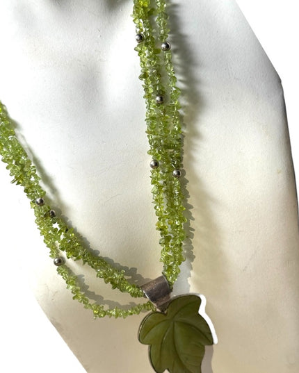 Stunnimg Jay king DRT jade leaf & peridot statement southwestern necklace