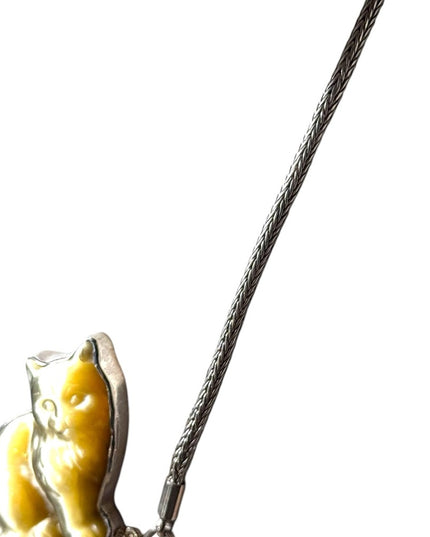 Sajen heavy Cat  sterling silver 925 gemstone fiber optic rope chain necklace